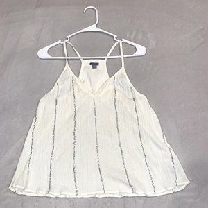 Aerie Women's Medium White Sequined Spaghetti Strap Tank Top